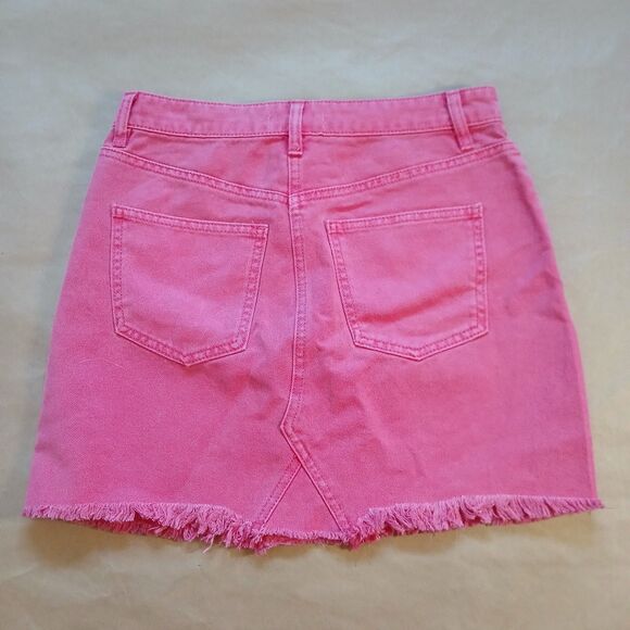 Tgla Women's Skirt Mini Size XS Denim Pink Raw Hem NWT Beachy Barbie - Picture 2 of 7